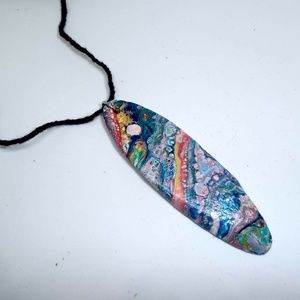 Rainbow Driftwood Handpainted Artisan Pendant